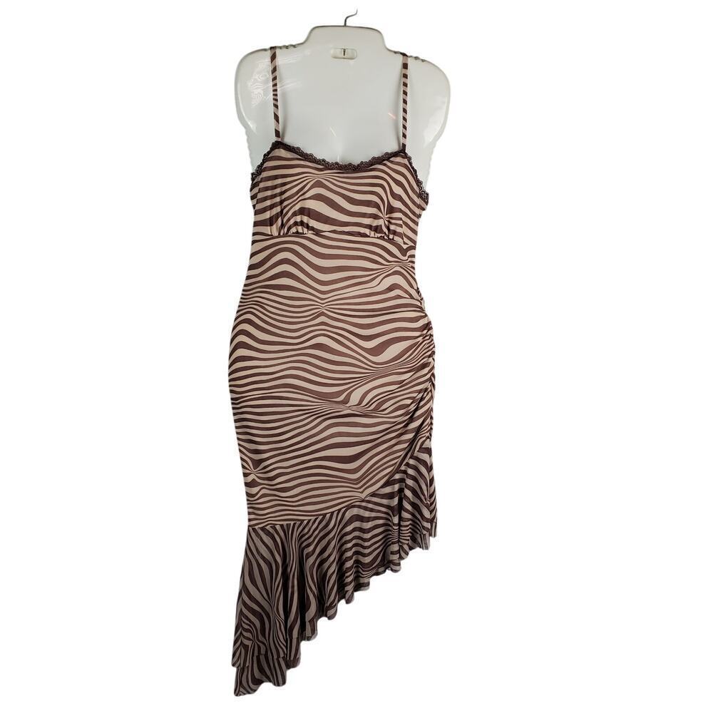 Wild Fable Zebra Print Asymmetrical Mini Mesh Dress Sz Small NWT Y2K Edgy